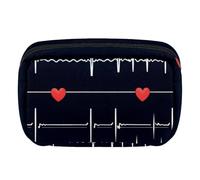 Makeup Bag Travel Cosmetic Bag for Women, Large Capacity Makeup Organizer Case Wide-Open Pouch Purse, Toiletries Accessories Brushes, Heart Beat