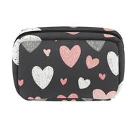 Makeup Bag Travel Cosmetic Bag for Women, Large Capacity Makeup Organizer Case Wide-Open Pouch Purse, Toiletries Accessories Brushes, Love Hearts