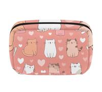 Makeup Bag Travel Cosmetic Bag for Women, Large Capacity Makeup Organizer Case Wide-Open Pouch Purse, Toiletries Accessories Brushes, Cats Hearts