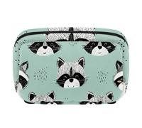 Makeup Bag Travel Cosmetic Bag for Women, Large Capacity Makeup Organizer Case Wide-Open Pouch Purse, Toiletries Accessories Brushes, Cute Raccoons