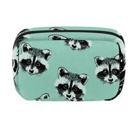 Makeup Bag Travel Cosmetic Bag for Women, Large Capacity Makeup Organizer Case Wide-Open Pouch Purse, Toiletries Accessories Brushes, Raccoons Animals