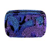 Makeup Bag Travel Cosmetic Bag for Women, Large Capacity Makeup Organizer Case Wide-Open Pouch Purse, Toiletries Accessories Brushes, Leopards
