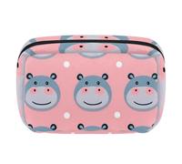 Makeup Bag Travel Cosmetic Bag for Women, Large Capacity Makeup Organizer Case Wide-Open Pouch Purse, Toiletries Accessories Brushes, Hippos