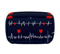 Makeup Bag Travel Cosmetic Bag for Women, Large Capacity Makeup Organizer Case Wide-Open Pouch Purse, Toiletries Accessories Brushes, Heart Beat