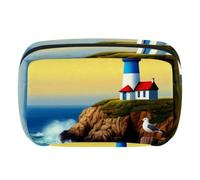 Makeup Bag Travel Cosmetic Bag for Women, Large Capacity Makeup Organizer Case Wide-Open Pouch Purse, Toiletries Accessories Brushes, Lighthouse