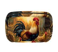Makeup Bag Travel Cosmetic Bag for Women, Large Capacity Makeup Organizer Case Wide-Open Pouch Purse, Toiletries Accessories Brushes, Farm Rooster