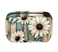Makeup Bag Travel Cosmetic Bag for Women, Large Capacity Makeup Organizer Case Wide-Open Pouch Purse, Toiletries Accessories Brushes, Rustic Farm Daisy