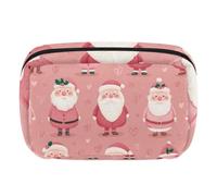 Makeup Bag Travel Cosmetic Bag for Women, Large Capacity Makeup Organizer Case Wide-Open Pouch Purse, Toiletries Accessories Brushes, Santa Claus Love Hearts