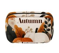 Makeup Bag Travel Cosmetic Bag for Women, Large Capacity Makeup Organizer Case Wide-Open Pouch Purse, Toiletries Accessories Brushes, Hello Autumn Pumpkin