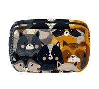 Makeup Bag Travel Cosmetic Bag for Women, Large Capacity Makeup Organizer Case Wide-Open Pouch Purse, Toiletries Accessories Brushes, Cartoon Raccoons