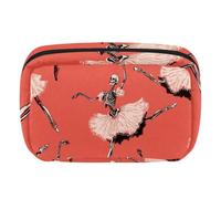 Makeup Bag Travel Cosmetic Bag for Women, Large Capacity Makeup Organizer Case Wide-Open Pouch Purse, Toiletries Accessories Brushes, Ballet Dancing Skeletons