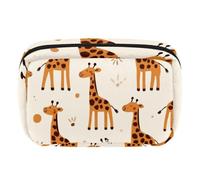 Makeup Bag Travel Cosmetic Bag for Women, Large Capacity Makeup Organizer Case Wide-Open Pouch Purse, Toiletries Accessories Brushes, Cute Giraffes