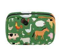 Makeup Bag Travel Cosmetic Bag for Women, Large Capacity Makeup Organizer Case Wide-Open Pouch Purse, Toiletries Accessories Brushes, Animal Farm