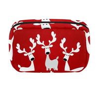 Makeup Bag Travel Cosmetic Bag for Women, Large Capacity Makeup Organizer Case Wide-Open Pouch Purse, Toiletries Accessories Brushes, Christmas Elk Reindeer