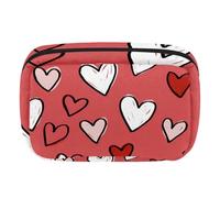 Makeup Bag Travel Cosmetic Bag for Women, Large Capacity Makeup Organizer Case Wide-Open Pouch Purse, Toiletries Accessories Brushes, Hearts