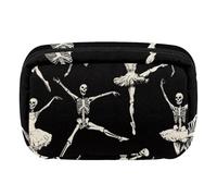 Makeup Bag Travel Cosmetic Bag for Women, Large Capacity Makeup Organizer Case Wide-Open Pouch Purse, Toiletries Accessories Brushes, Ballet Dancing Skeletons