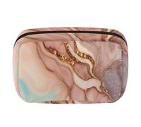 Makeup Bag Travel Cosmetic Bag for Women, Large Capacity Makeup Organizer Case Wide-Open Pouch Purse, Toiletries Accessories Brushes, Pretty Marble