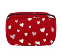 Makeup Bag Travel Cosmetic Bag for Women, Large Capacity Makeup Organizer Case Wide-Open Pouch Purse, Toiletries Accessories Brushes, Love Hearts