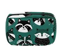Makeup Bag Travel Cosmetic Bag for Women, Large Capacity Makeup Organizer Case Wide-Open Pouch Purse, Toiletries Accessories Brushes, Cartoon Raccoons