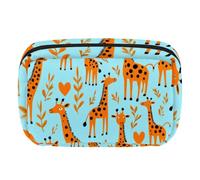 Makeup Bag Travel Cosmetic Bag for Women, Large Capacity Makeup Organizer Case Wide-Open Pouch Purse, Toiletries Accessories Brushes, Giraffes