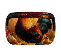 Makeup Bag Travel Cosmetic Bag for Women, Large Capacity Makeup Organizer Case Wide-Open Pouch Purse, Toiletries Accessories Brushes, Fram Rooster