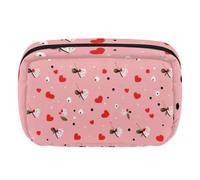 Makeup Bag Travel Cosmetic Bag for Women, Large Capacity Makeup Organizer Case Wide-Open Pouch Purse, Toiletries Accessories Brushes, Hearts