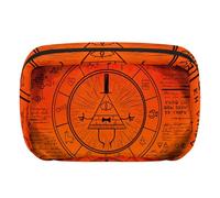 Makeup Bag Travel Cosmetic Bag for Women, Large Capacity Makeup Organizer Case Wide-Open Pouch Purse, Toiletries Accessories Brushes, Bill Cipher Wheel Red