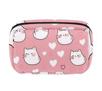 Makeup Bag Travel Cosmetic Bag for Women, Large Capacity Makeup Organizer Case Wide-Open Pouch Purse, Toiletries Accessories Brushes, Cats Hearts