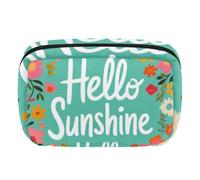 Makeup Bag Travel Cosmetic Bag for Women, Large Capacity Makeup Organizer Case Wide-Open Pouch Purse, Toiletries Accessories Brushes, Spring Hello Sunshine