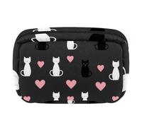 Makeup Bag Travel Cosmetic Bag for Women, Large Capacity Makeup Organizer Case Wide-Open Pouch Purse, Toiletries Accessories Brushes, Cats Love Hearts
