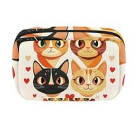 Makeup Bag Travel Cosmetic Bag for Women, Large Capacity Makeup Organizer Case Wide-Open Pouch Purse, Toiletries Accessories Brushes, Cats Hearts