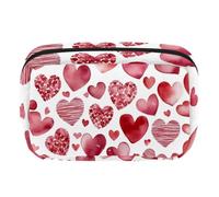 Makeup Bag Travel Cosmetic Bag for Women, Large Capacity Makeup Organizer Case Wide-Open Pouch Purse, Toiletries Accessories Brushes, Hearts