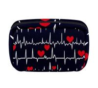 Makeup Bag Travel Cosmetic Bag for Women, Large Capacity Makeup Organizer Case Wide-Open Pouch Purse, Toiletries Accessories Brushes, Heart Beat