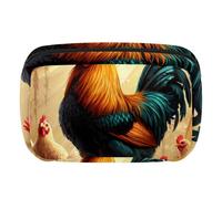 Makeup Bag Travel Cosmetic Bag for Women, Large Capacity Makeup Organizer Case Wide-Open Pouch Purse, Toiletries Accessories Brushes, Rooster Fram