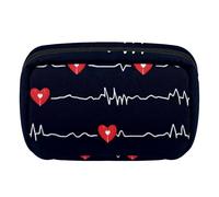 Makeup Bag Travel Cosmetic Bag for Women, Large Capacity Makeup Organizer Case Wide-Open Pouch Purse, Toiletries Accessories Brushes, Heart Beat