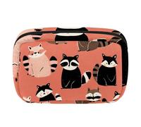 Makeup Bag Travel Cosmetic Bag for Women, Large Capacity Makeup Organizer Case Wide-Open Pouch Purse, Toiletries Accessories Brushes, Raccoons Animal