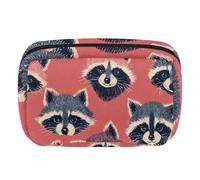 Makeup Bag Travel Cosmetic Bag for Women, Large Capacity Makeup Organizer Case Wide-Open Pouch Purse, Toiletries Accessories Brushes, Raccoons