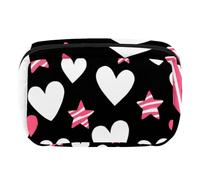 Makeup Bag Travel Cosmetic Bag for Women, Large Capacity Makeup Organizer Case Wide-Open Pouch Purse, Toiletries Accessories Brushes, Star Hearts