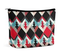 Makeup Bag Travel Cosmetic Bag Portable Beautiful Hummingbirds Toiletry Bag Large Capacity Zipper Pouch Makeup Organizer Case Waterproof Toiletry Pouch for Women Men, Checkered Rhombus Pattern, One