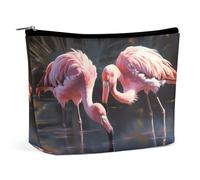 Makeup Bag Travel Cosmetic Bag Portable Flamingo is Drinking Water Toiletry Bag Large Capacity Zipper Pouch Makeup Organizer Case Waterproof Toiletry Pouch for Women Men