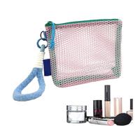 Makeup Bag, Travel Organizer, Heavy Duty Multiple Compartments, Lightweight Aesthetic Clear Cosmetic Net Pocket for Daily Toiletry, Car, Gym, Vacation, Hiking, Transparent