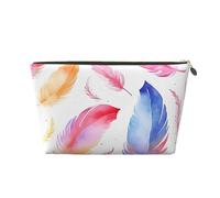 Makeup Bag Travel Toiletry Bag, Colorful Feather Art Bohemian Style Watercolor Print Large Capacity Cosmetic Bag for Women Girlfriend Toiletries Accessories