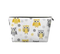 Makeup Bag Travel Toiletry Bag, Cute Yellow Grey Owls Funny Animals Large Capacity Cosmetic Bag for Women Girlfriend Toiletries Accessories