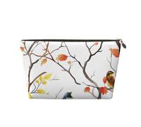 Makeup Bag Travel Toiletry Bag, Fall Autumn Maple Leaves Birds On The Tree Large Capacity Cosmetic Bag for Women Girlfriend Toiletries Accessories