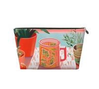 Makeup Bag Travel Toiletry Bag, Orange By The Afternoon Tea Window Large Capacity Cosmetic Bag for Women Girlfriend Toiletries Accessories