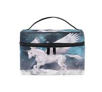 Makeup Bag, Unicorn Artist Print Cosmetic Toiletry Storage Large Travel Handle Personalised Pouch with Compartments for Teenage Girl Women Lady