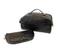 Makeup Bag Water-Resistant Toiletry Bag for Women Travel Essentials Makeup Bag Cosmetic Case Wide-Open Cosmetic Bags for Gifts Work Daily Large Portable Make Up Bag with Handle(Black)(Black)