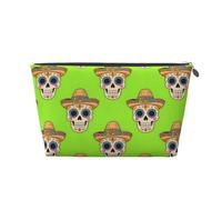 Makeup Bag Waterproof Toiletry Bag Cosmetic Storage Pouch, Sugar Skull With Sombrero, One Size