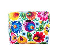 Makeup Bag with Folk Designs, Beauty Pouch Kit Easy to Carry in a Suitcase or Travel bag, Quick Hand Wash, Gift Souvenir from Poland, Lowicz White, Big, Alina