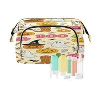 Makeup Bag with Handle Spooky Ghosts Cowboy Cute Halloween Portable Women's Coin Purse for Cosmetic Organizer